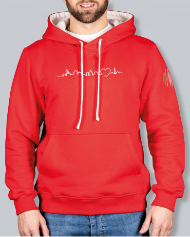 Felpa Cappuccio SKYLINE Red&White