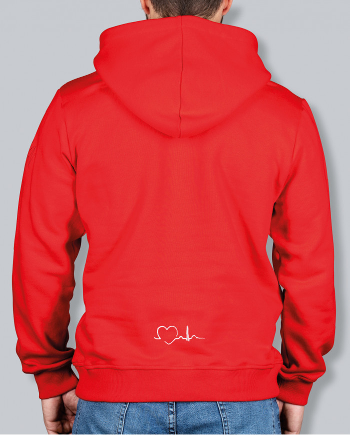 Felpa Cappuccio SKYLINE Red&White