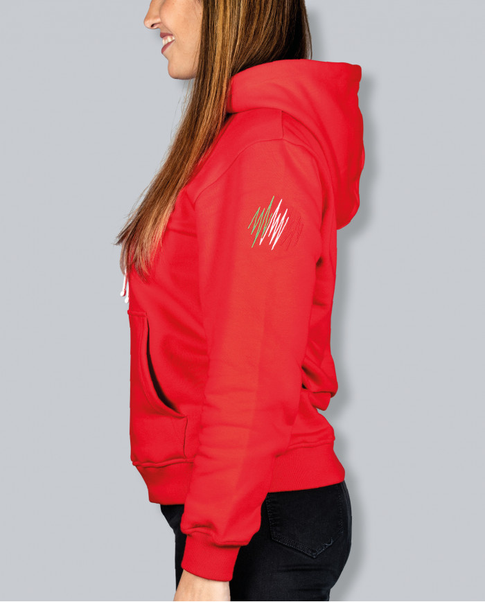 Felpa Cappuccio SKYLINE Red&White