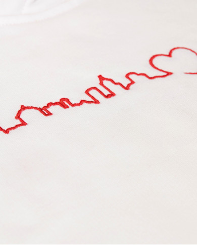 Felpa Cappuccio SKYLINE White&Red